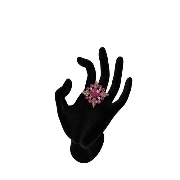 Pink Jewel Diamond Shaped Broach Vintage Pin Jewelry - Picture 1 of 4